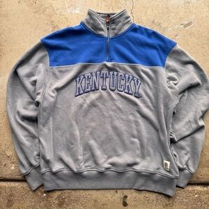 Pressbox Blue and Gray Zip Up Men's Sweater